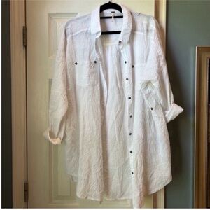 Free People White Button-Up Shirt